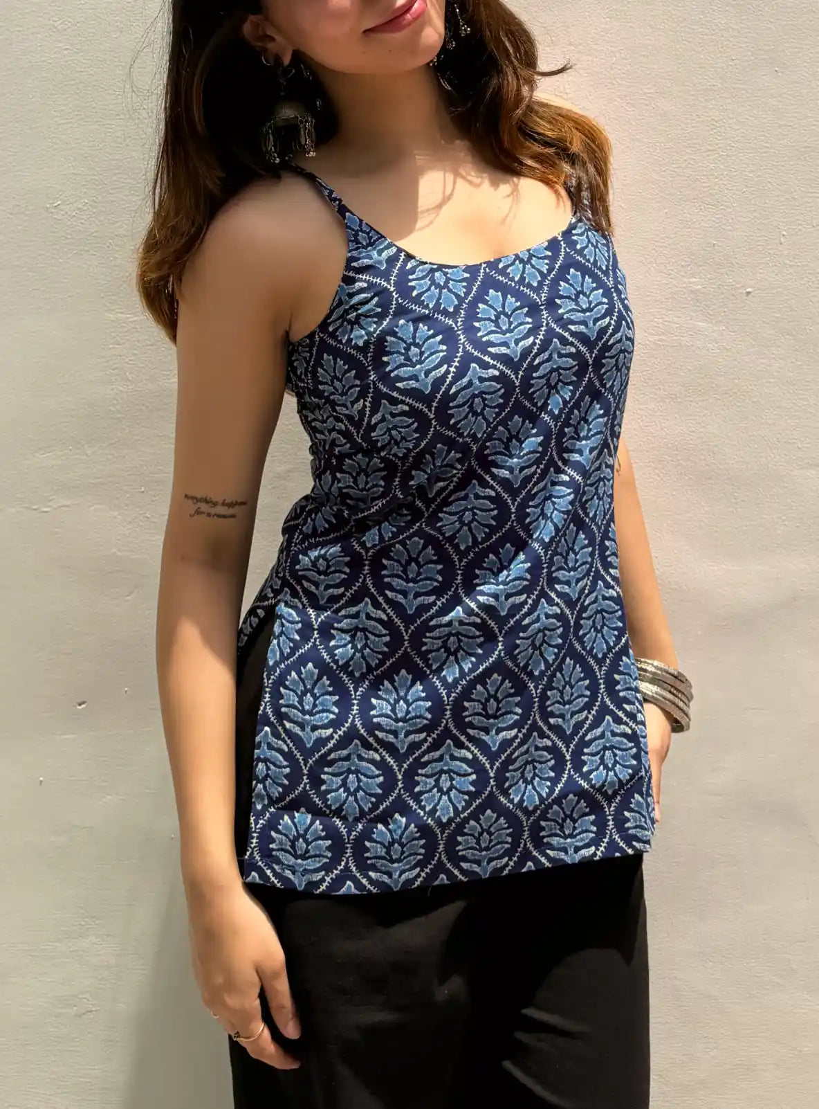 Nazar Battu Short Sleeveless Kurti