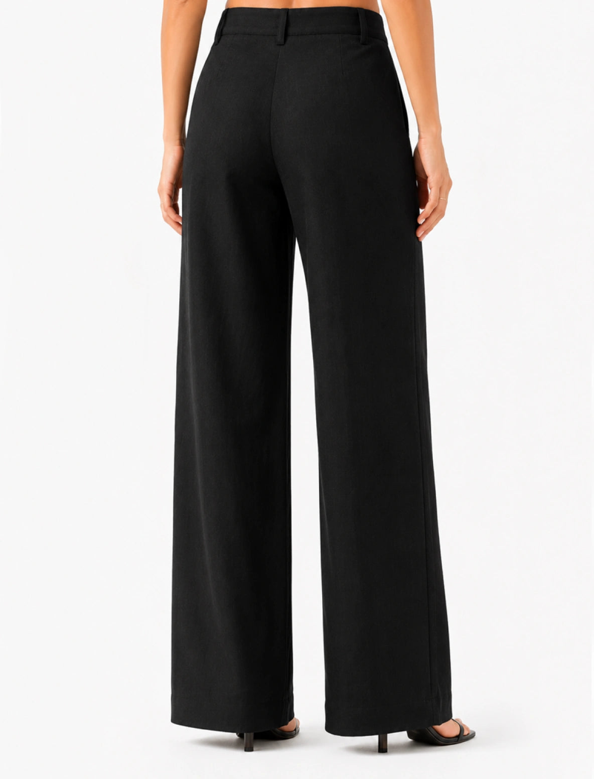 Black Cotton Linen Relaxed Fit Pants