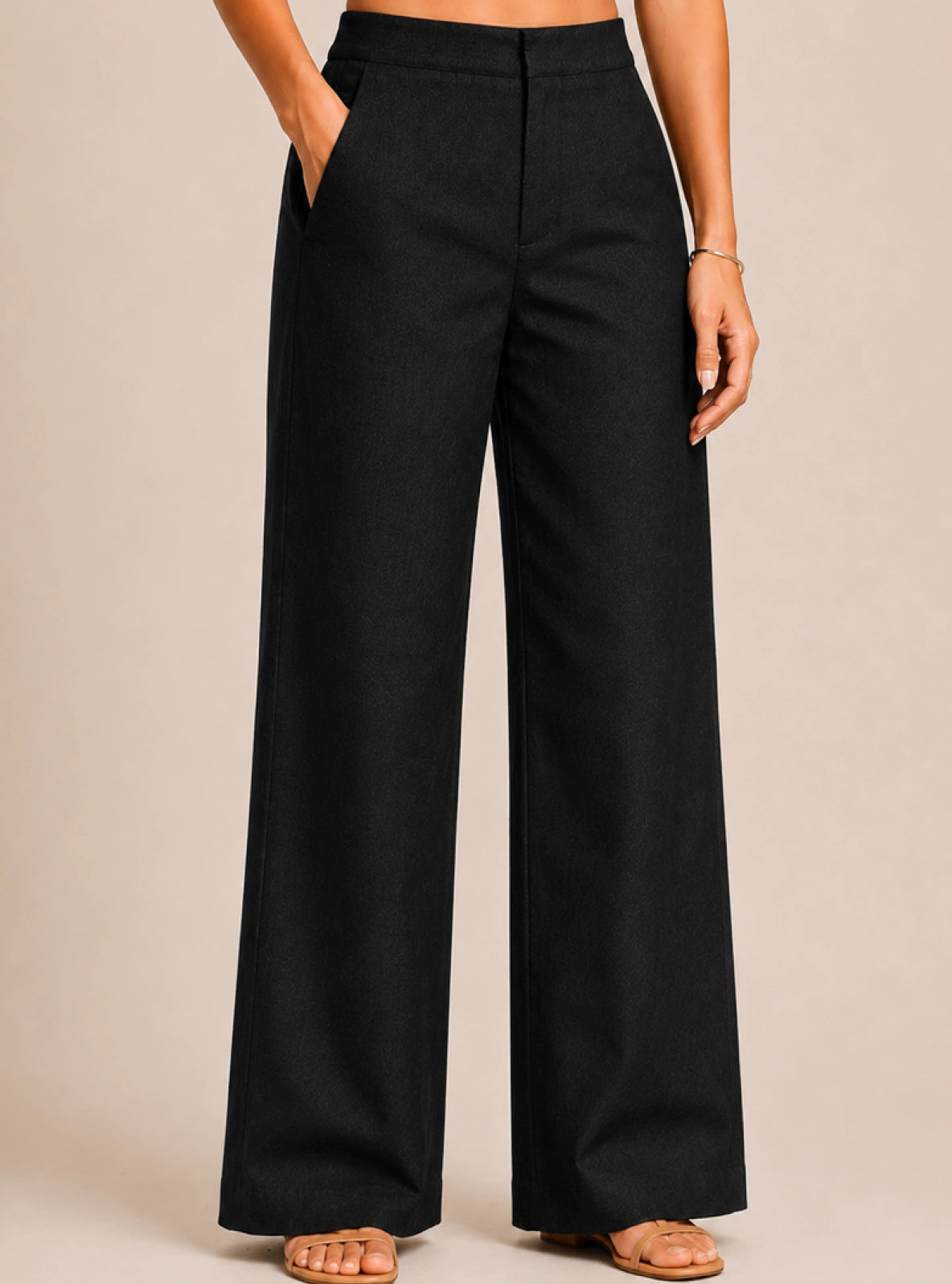 Black Cotton Linen Relaxed Fit Pants