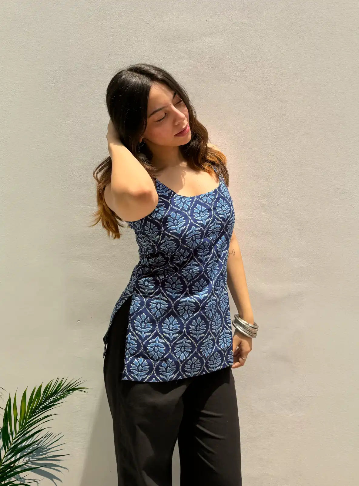 Nazar Battu Short Sleeveless Kurti