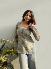 Gulnaaz Boat Neck Kurti by Evara