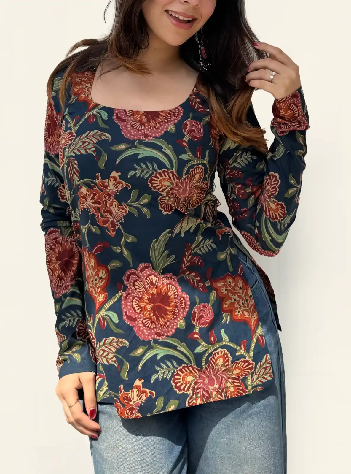 Kumkum Boat Neck Kurti