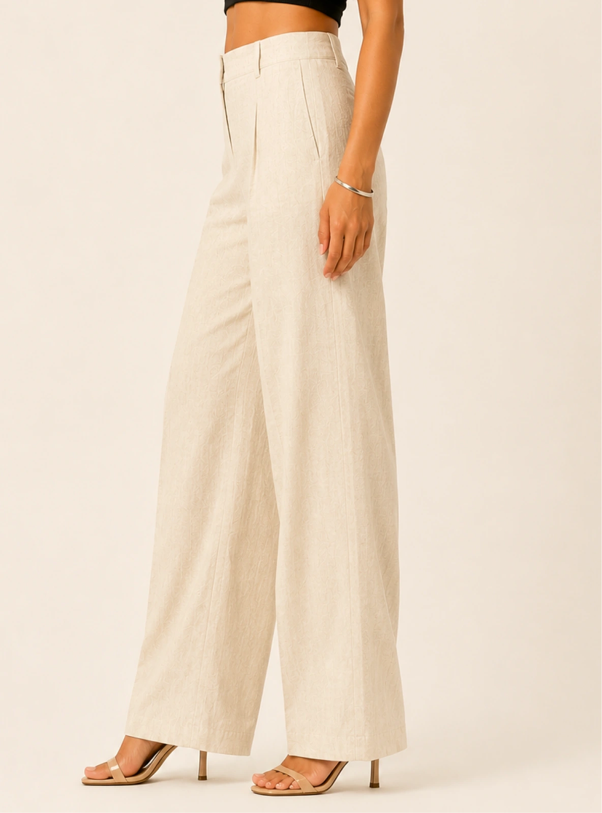 Off White Cotton Linen Relaxed Fit Pants