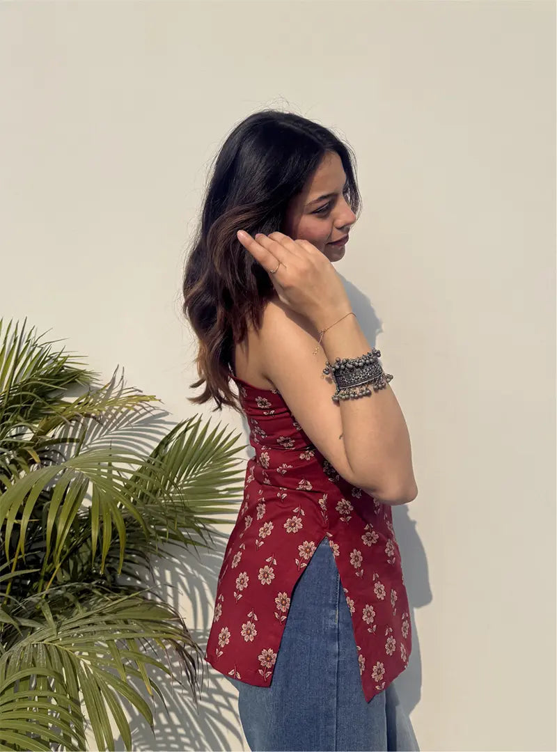 Apoorva Short Sleeveless Kurti by Evara