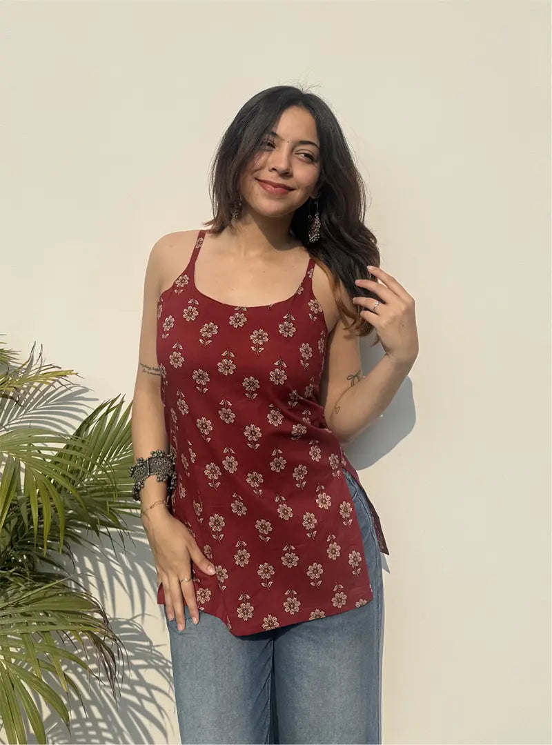 Apoorva Short Sleeveless Kurti by Evara