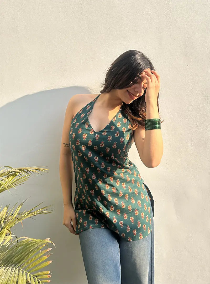 Ishq Halter Neck Kurti by Evara