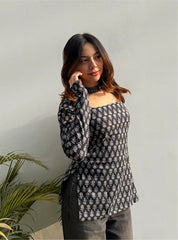 Rimjhim Square Neck Kurti by Evara