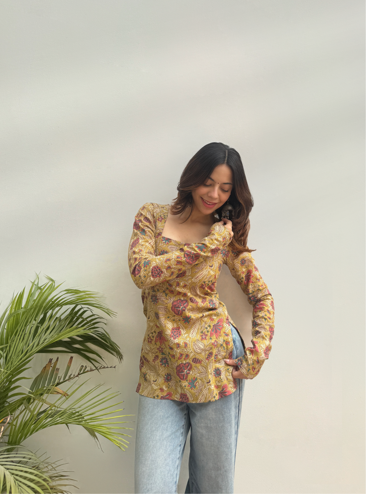 Dilbar Square Neck Kurti by Evara
