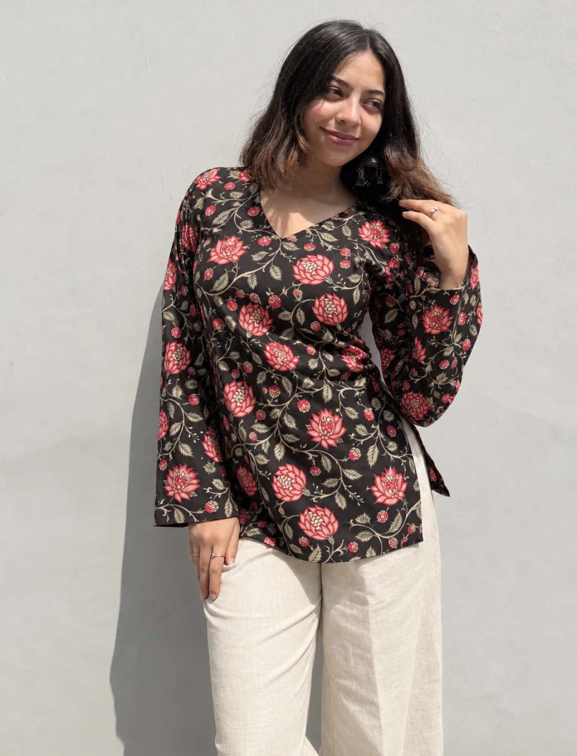 Bandhani Bell Sleeves Kurti
