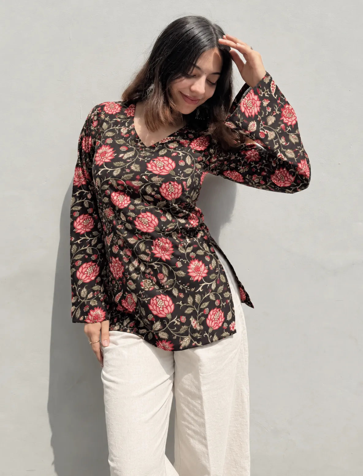Bandhani Bell Sleeves Kurti