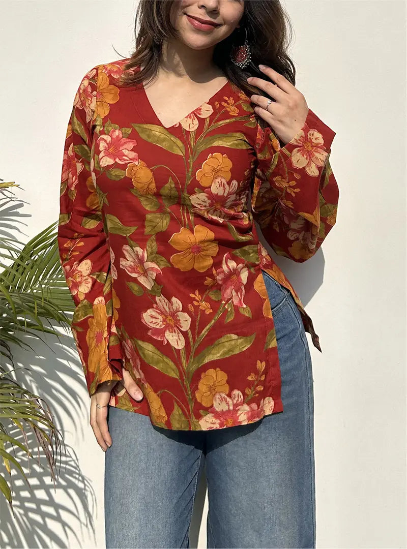 Phoolwati Bell Sleeves Kurti by Evara