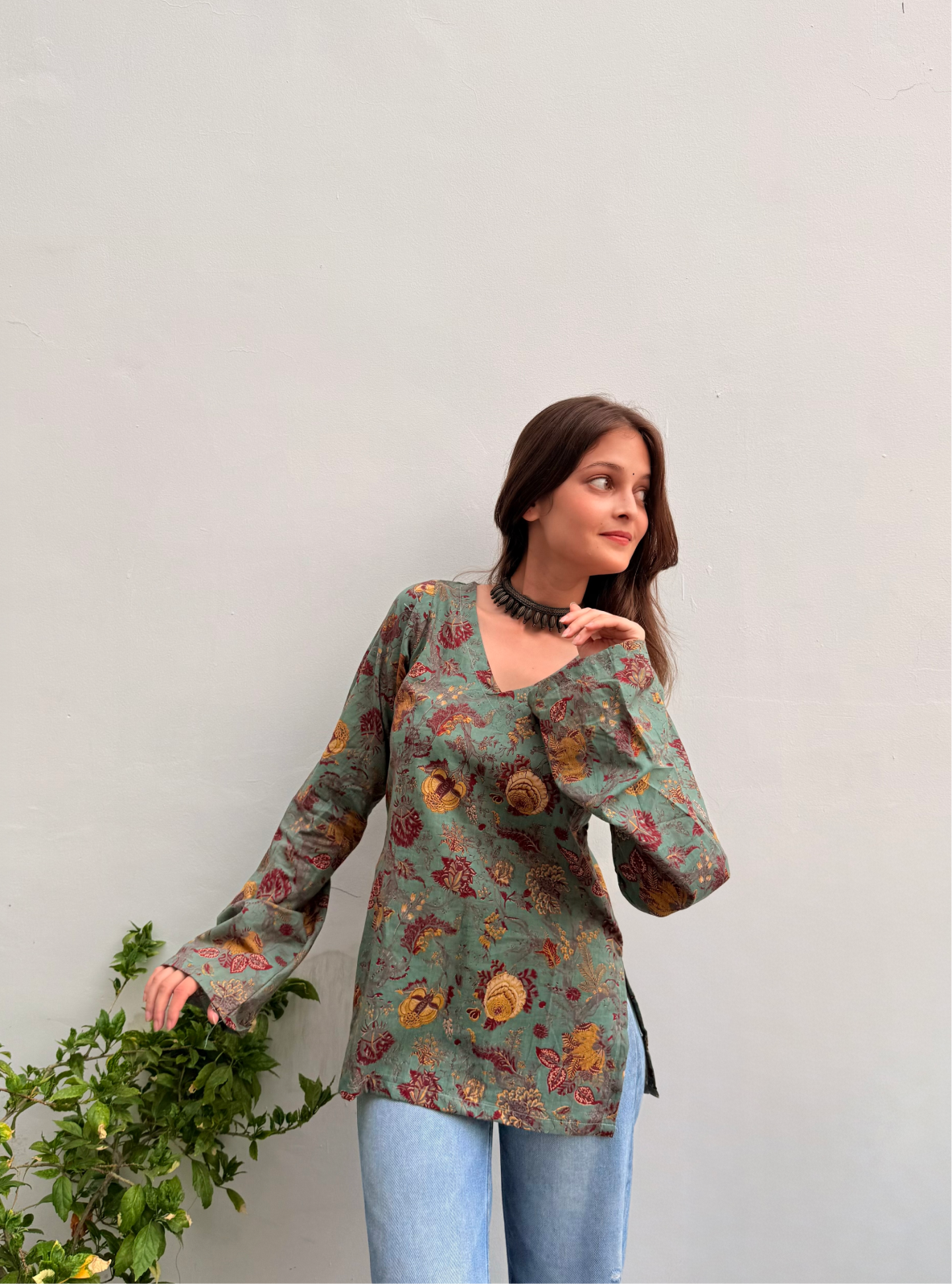 Lehar Bell Sleeves Kurti by Evara