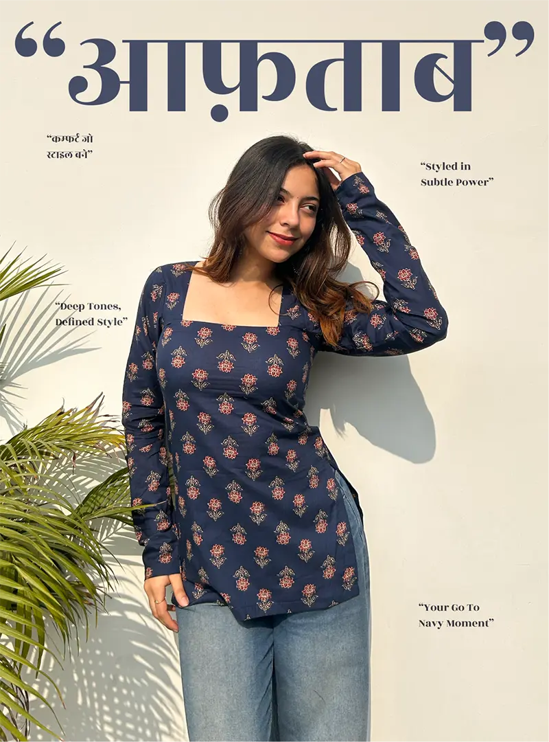 Aaftaab Square Neck Kurti by Evara