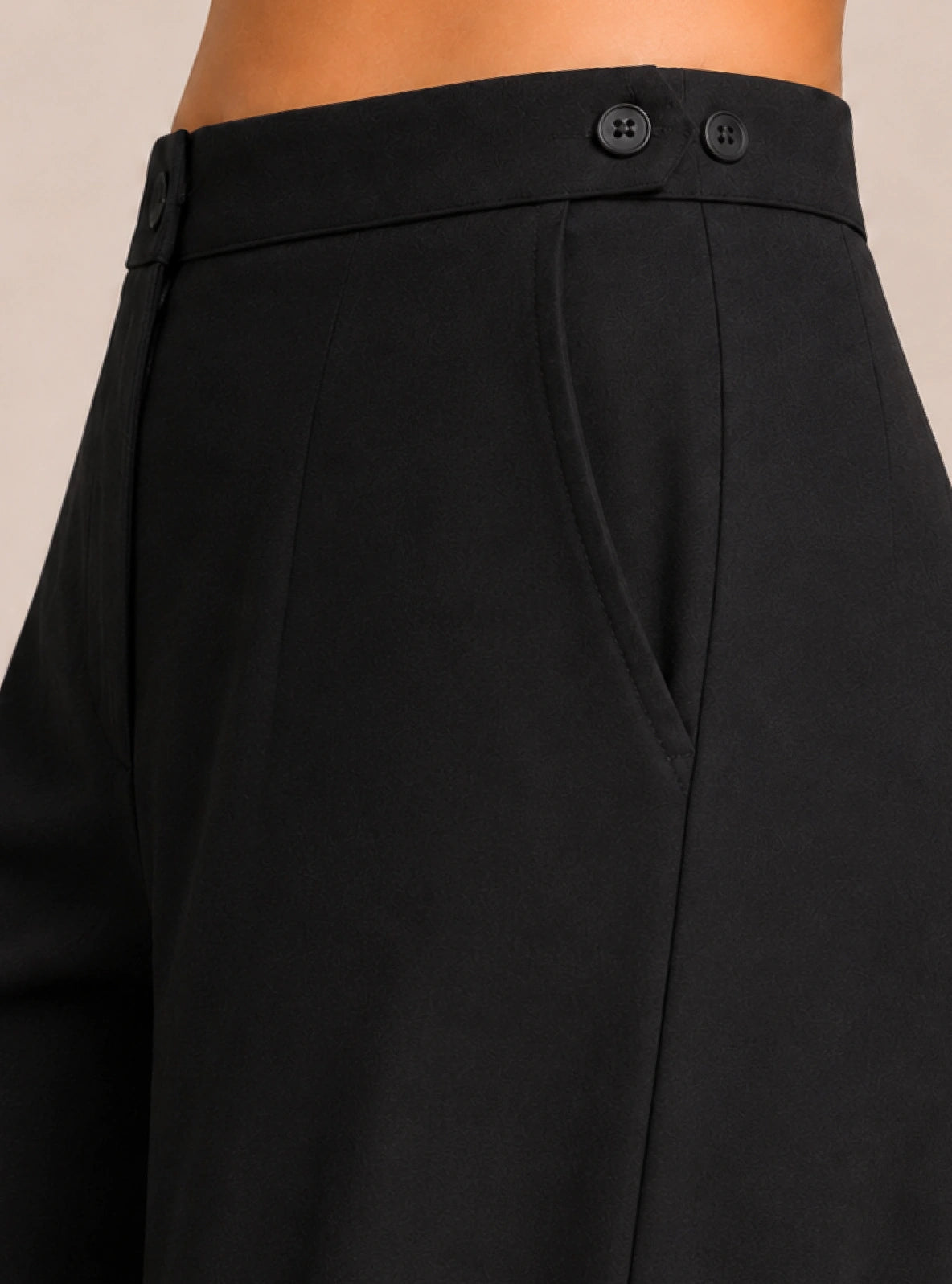 Black Cotton Linen Relaxed Fit Pants