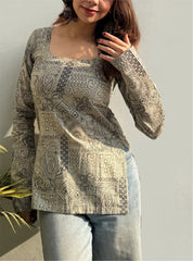 Gulnaaz Boat Neck Kurti by Evara