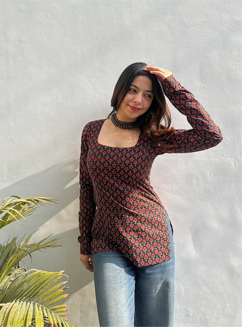 Purnima Boat Neck Kurti by Evara