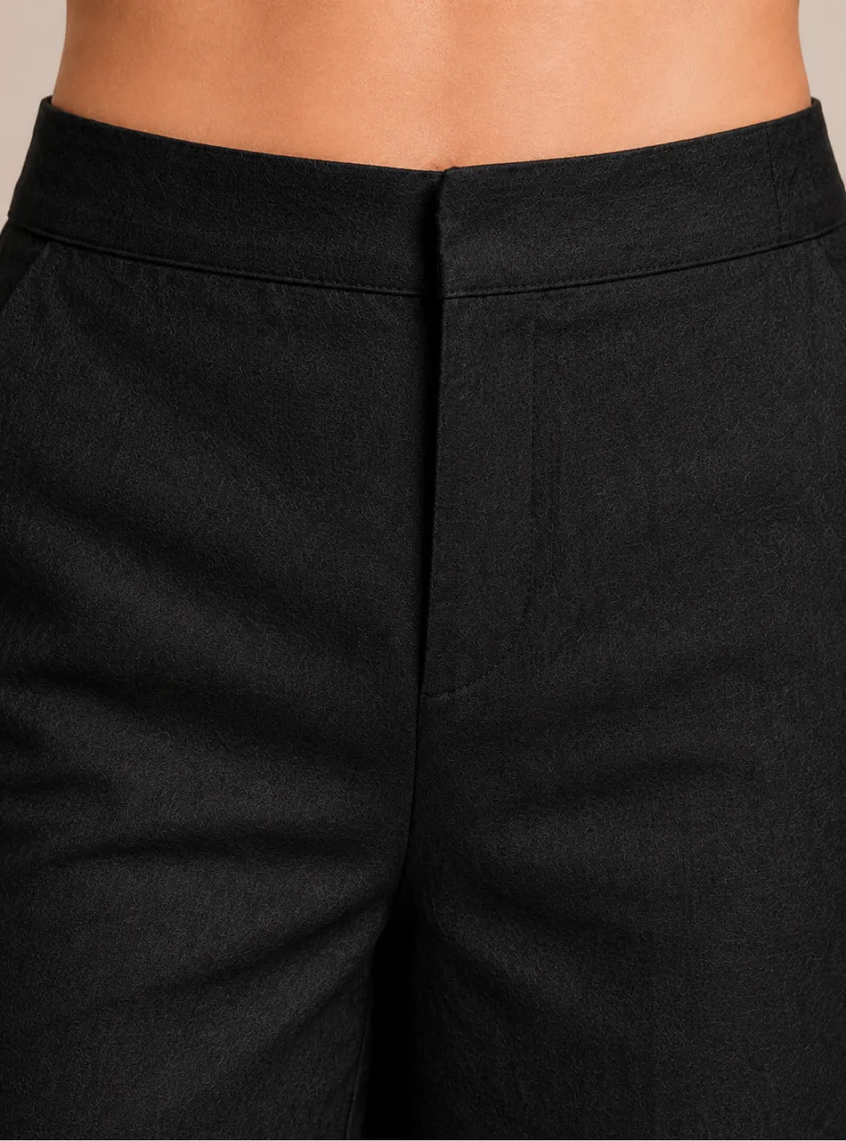 Black Cotton Linen Relaxed Fit Pants