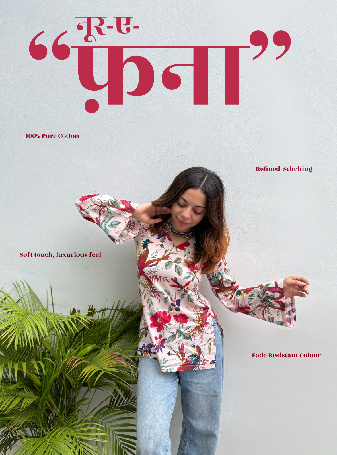 Noor-Ae-Fanna Bell Sleeves Kurti by Evara