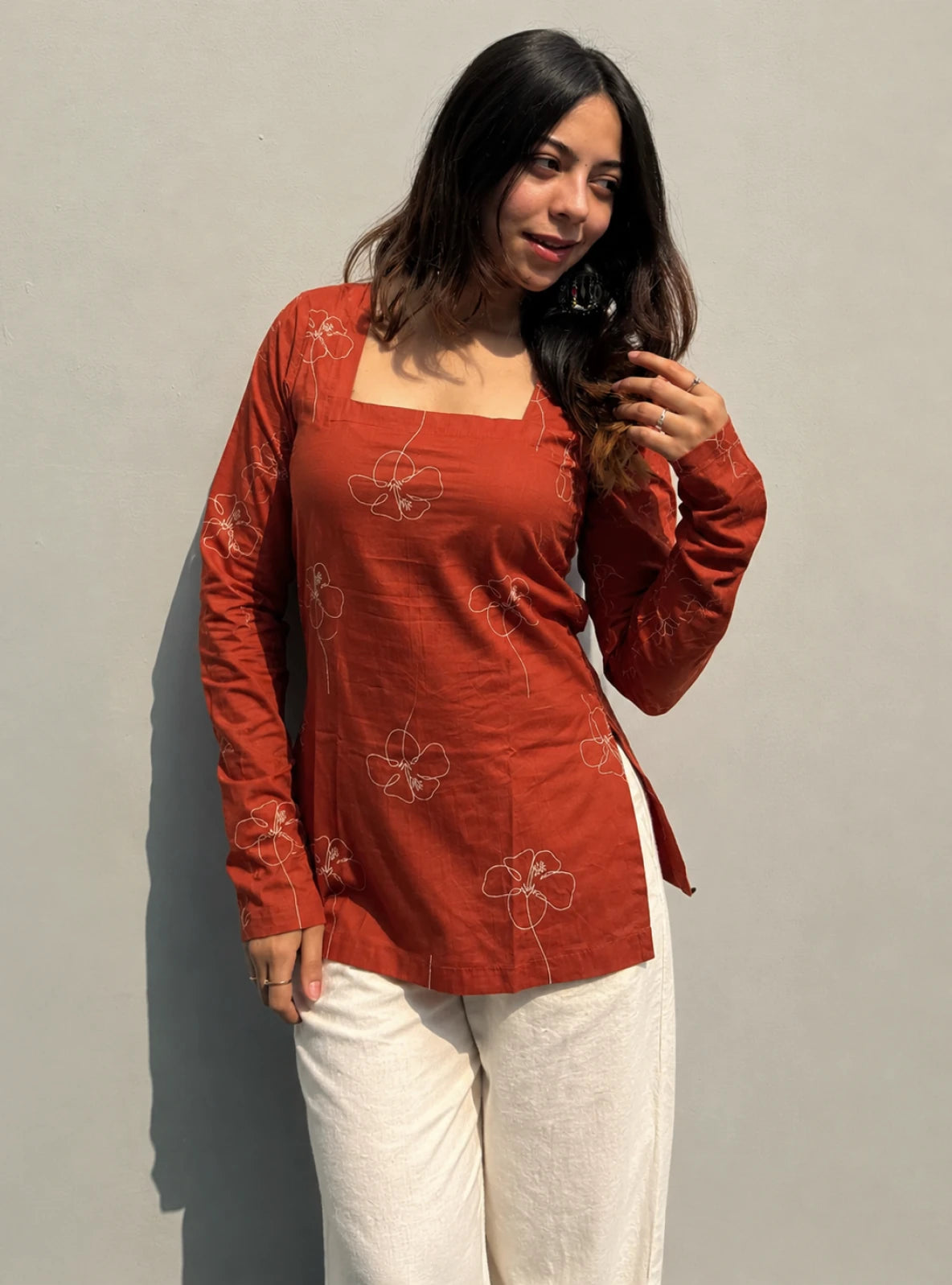 Mogra Square Neck Kurti