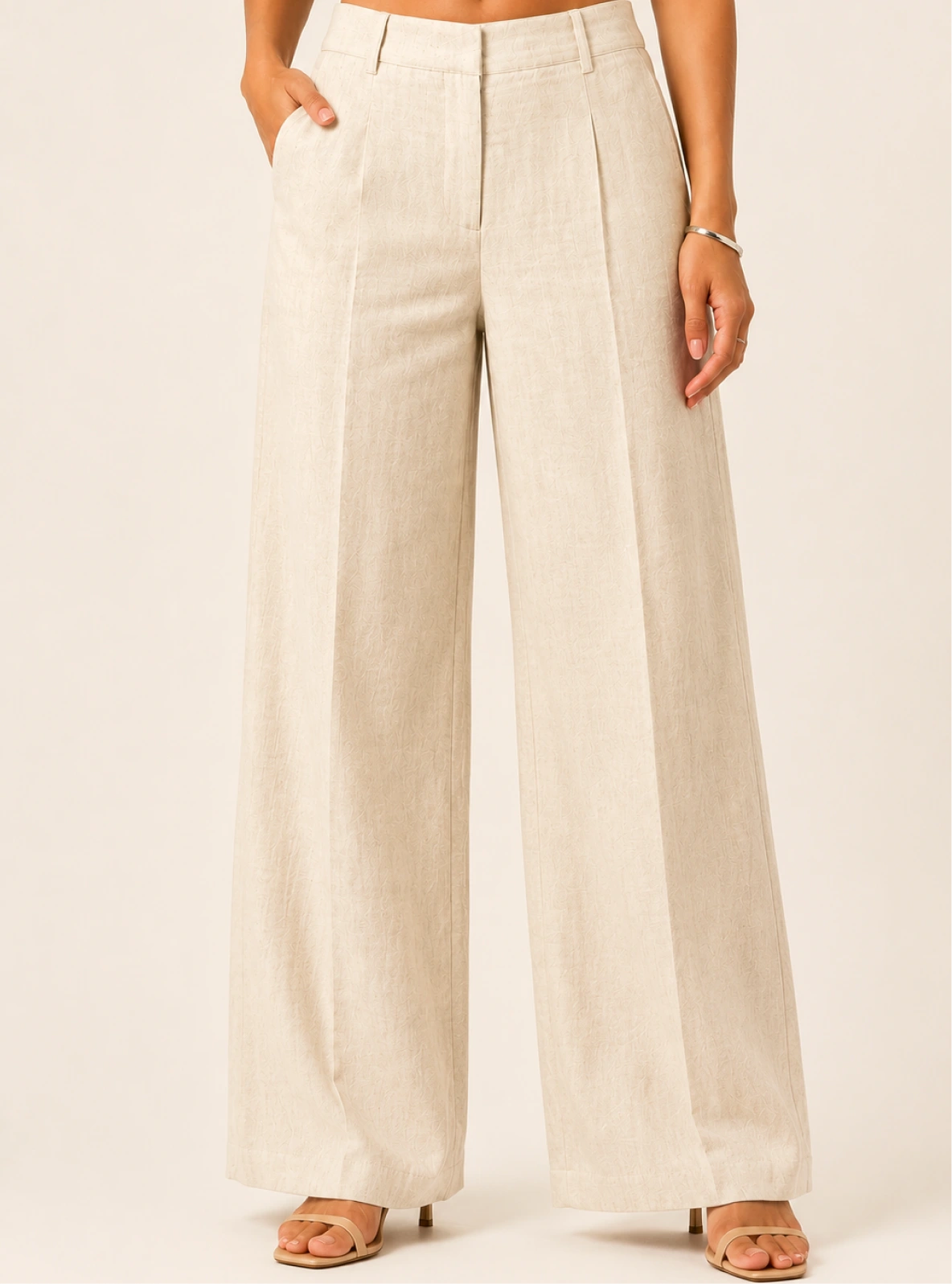 Off White Cotton Linen Relaxed Fit Pants