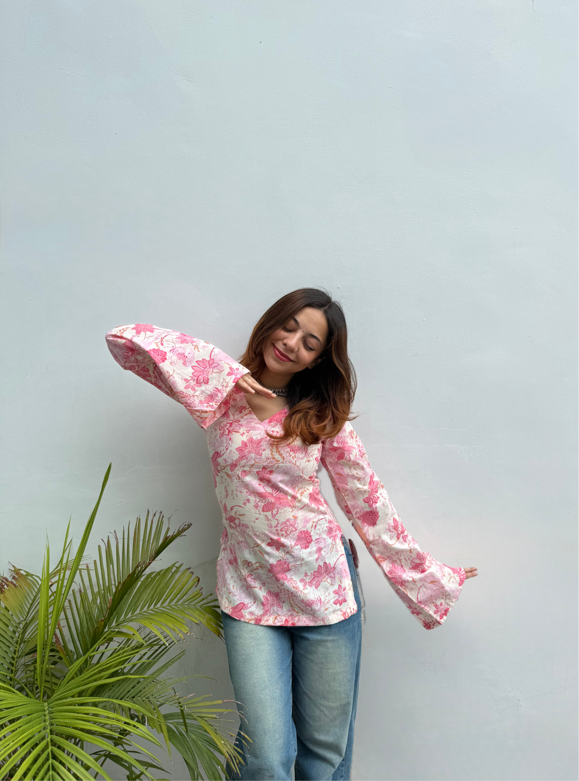 Faluda Ghat Bell Sleeves Kurti by Evara