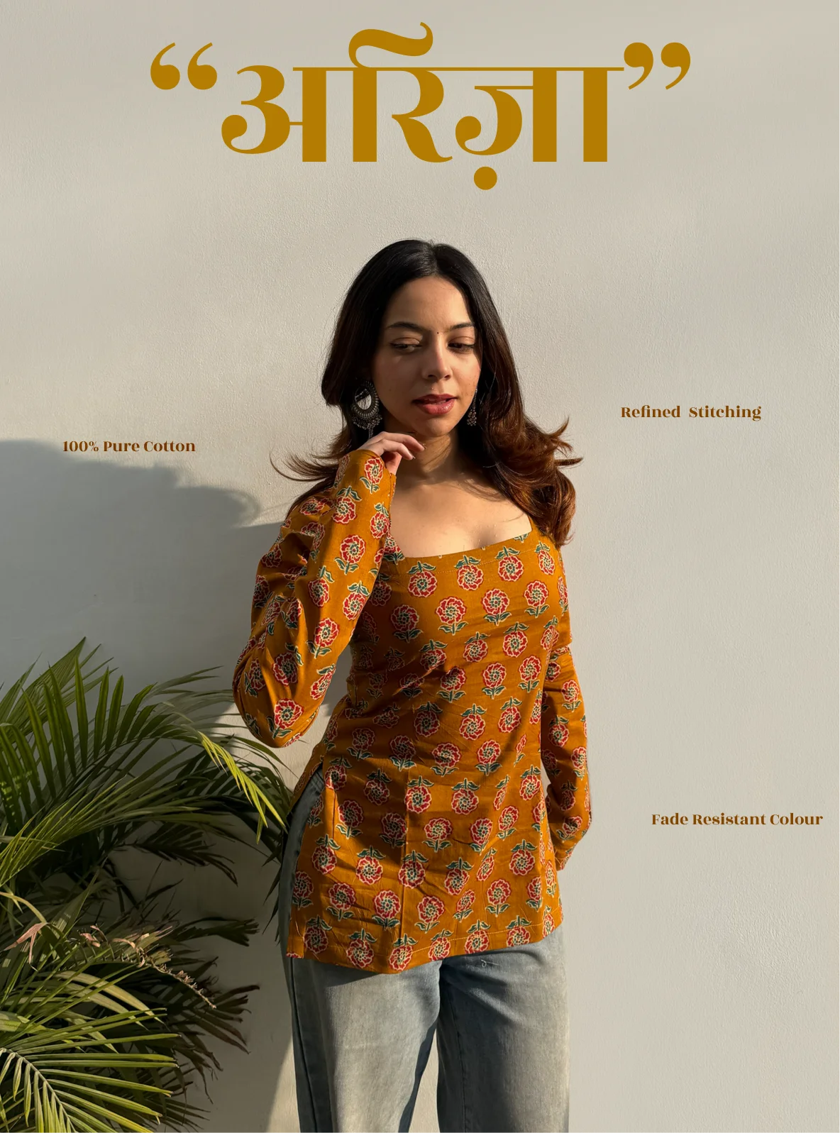 Ariza Square Neck Kurti by Evara