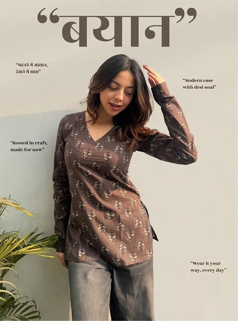 Bayaan Straight Sleeves Kurti by Evara