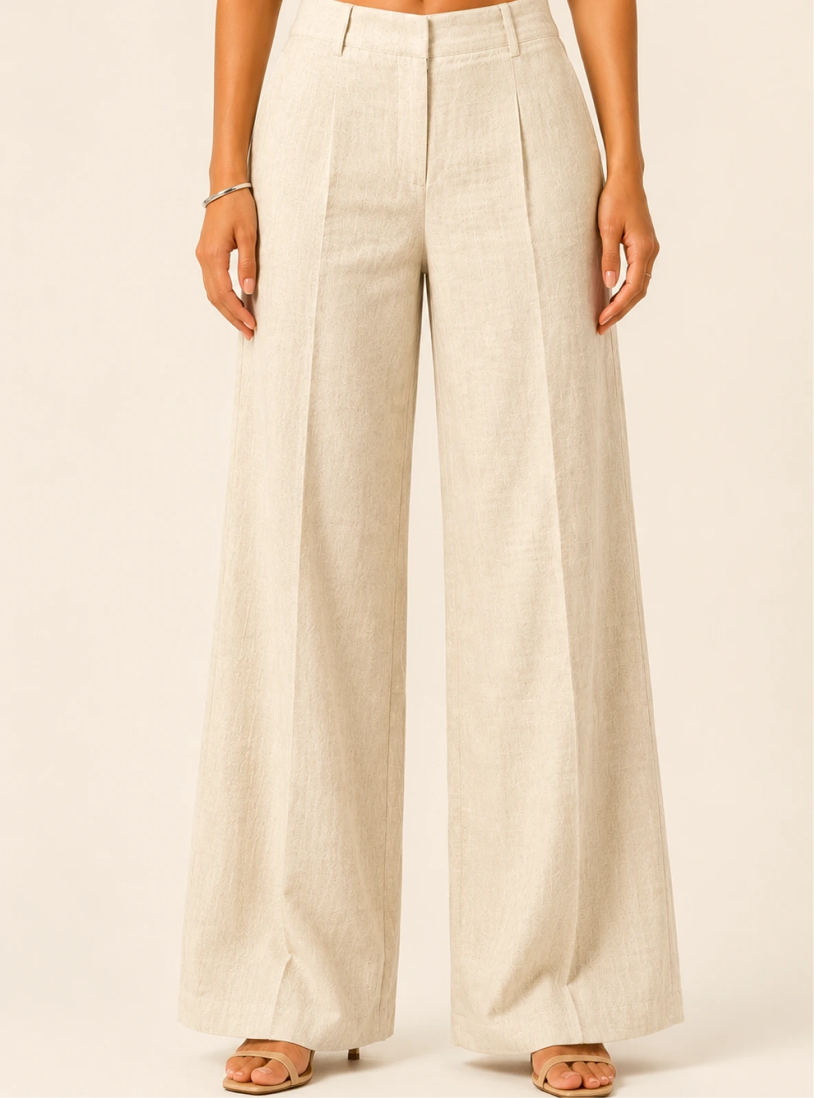 Off White Cotton Linen Relaxed Fit Pants