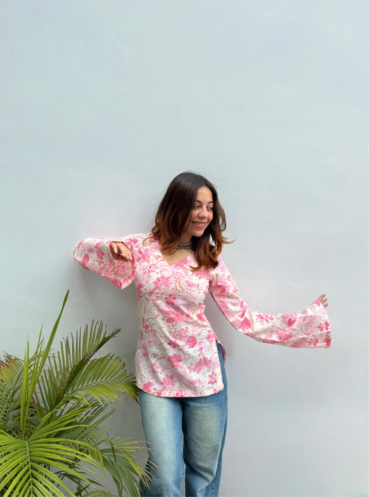 Faluda Ghat Bell Sleeves Kurti by Evara