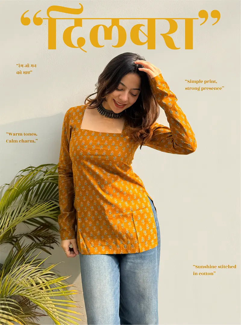 Dilbara Square Neck Kurti by Evara