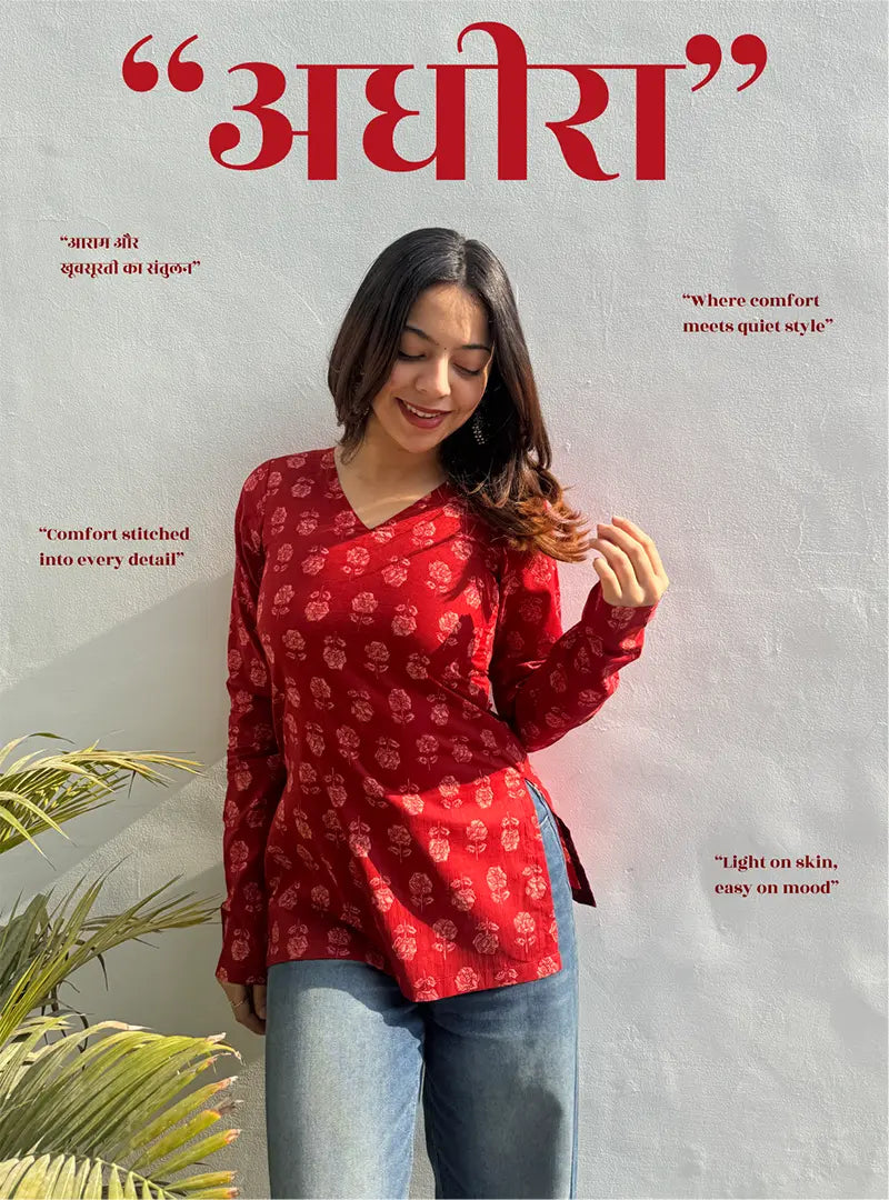 Adheera Straight Sleeves Kurti by Evara