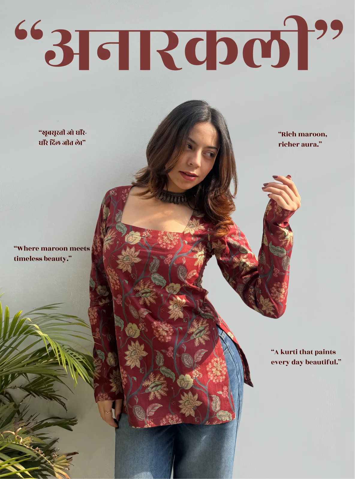 Anarkali Square Neck Kurti by Evara