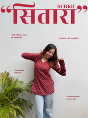 Surkh Sitara Straight Sleeves Kurti by Evara
