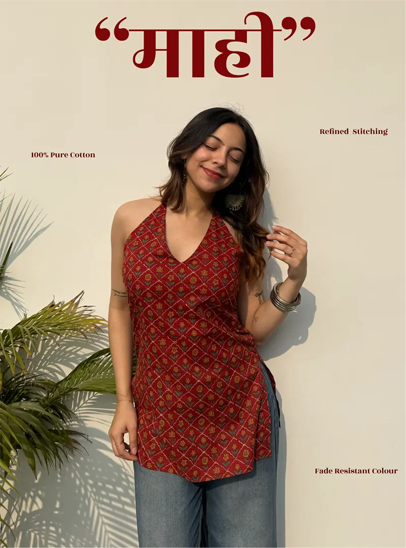 Mahi Halter Neck Kurti by Evara