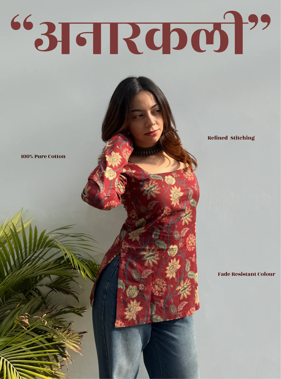 Anarkali Square Neck Kurti by Evara