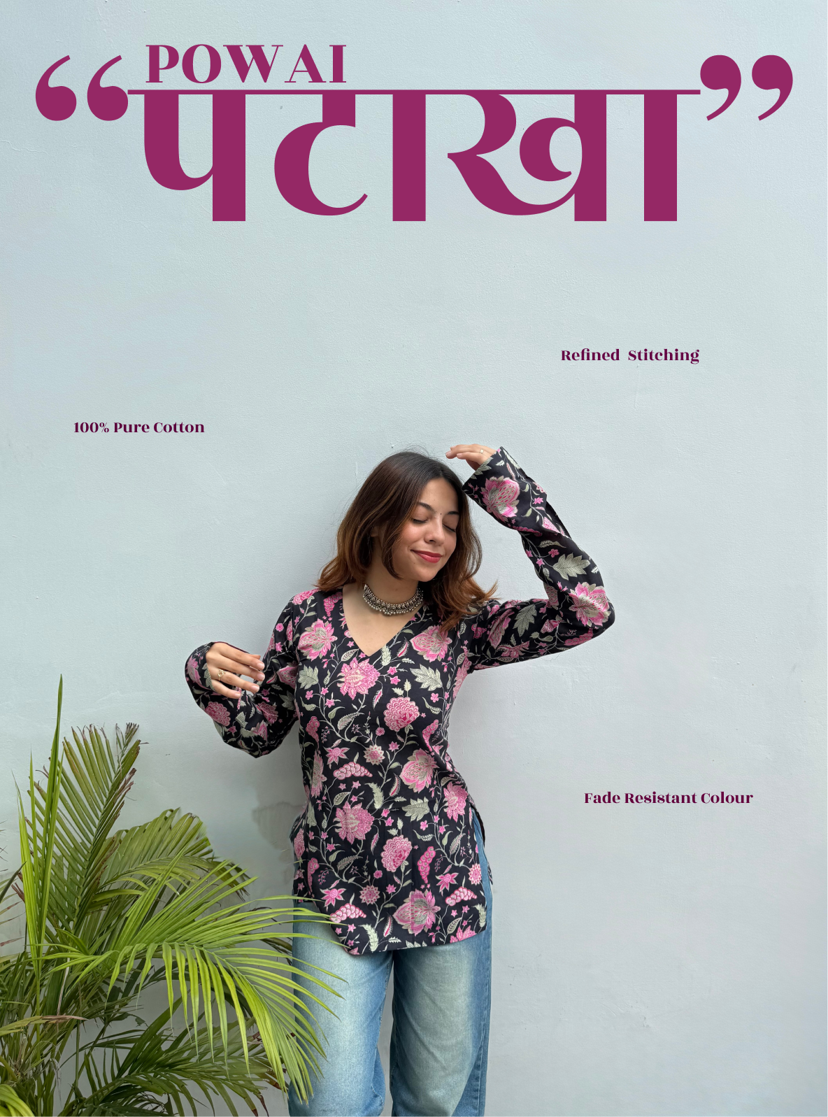 Powai Pataka Straight Sleeves Kurti by Evara