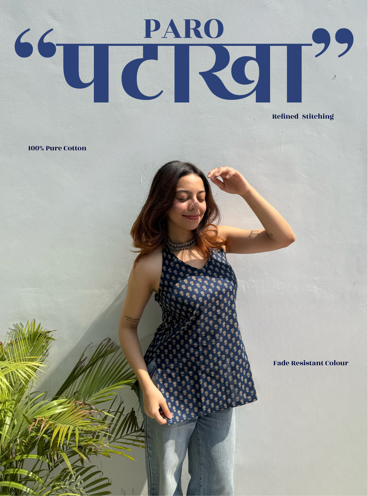 Pataka Paro Halter Neck Kurti by Evara