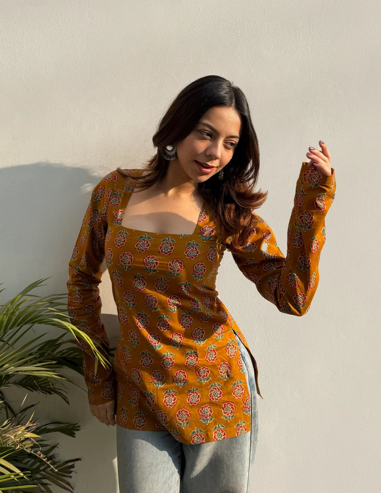 Ariza Square Neck Kurti by Evara