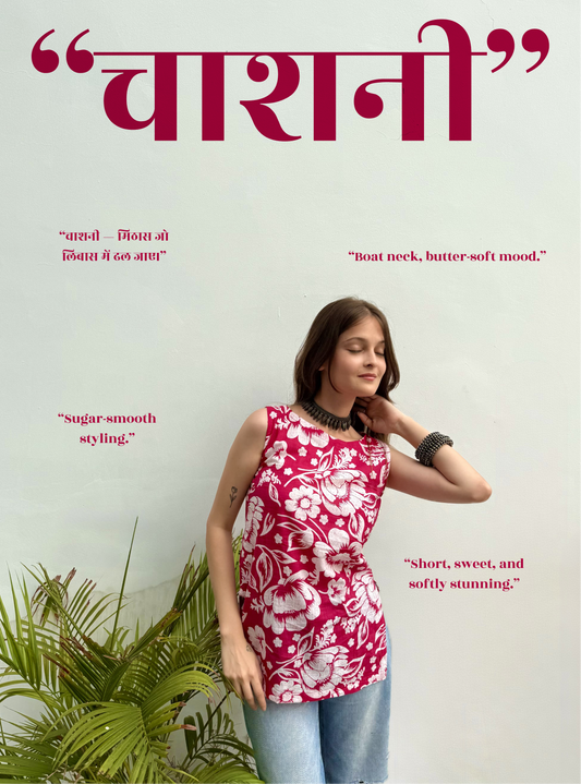 Chashni Boat Neck Short Kurti by Evara