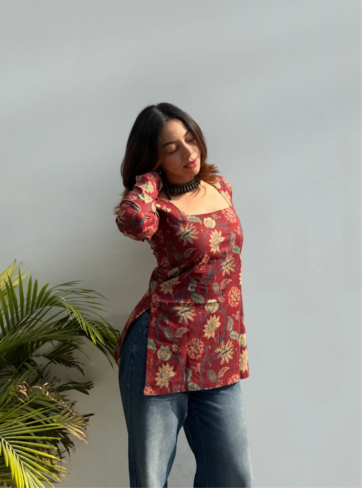 Anarkali Square Neck Kurti by Evara