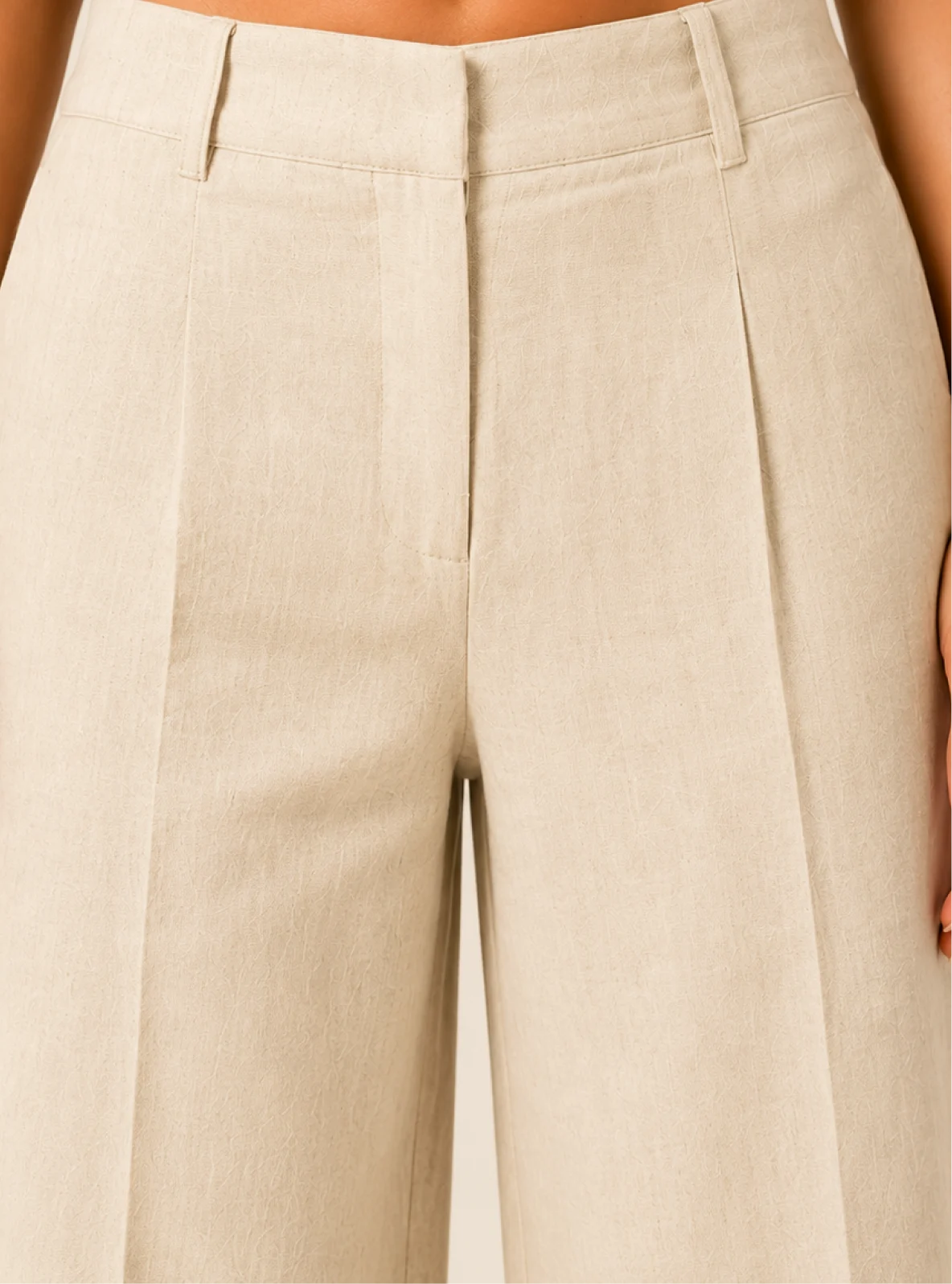 Off White Cotton Linen Relaxed Fit Pants