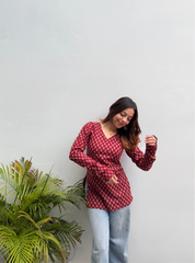 Surkh Sitara Straight Sleeves Kurti by Evara