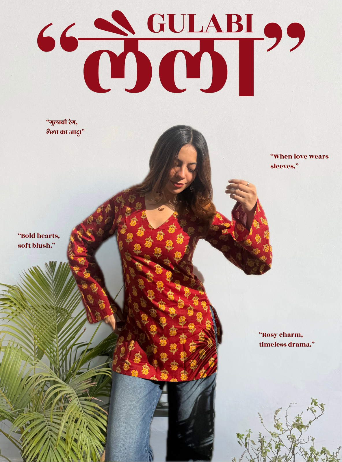 Gulabi Laila Bell Sleeves Kurti by Evara