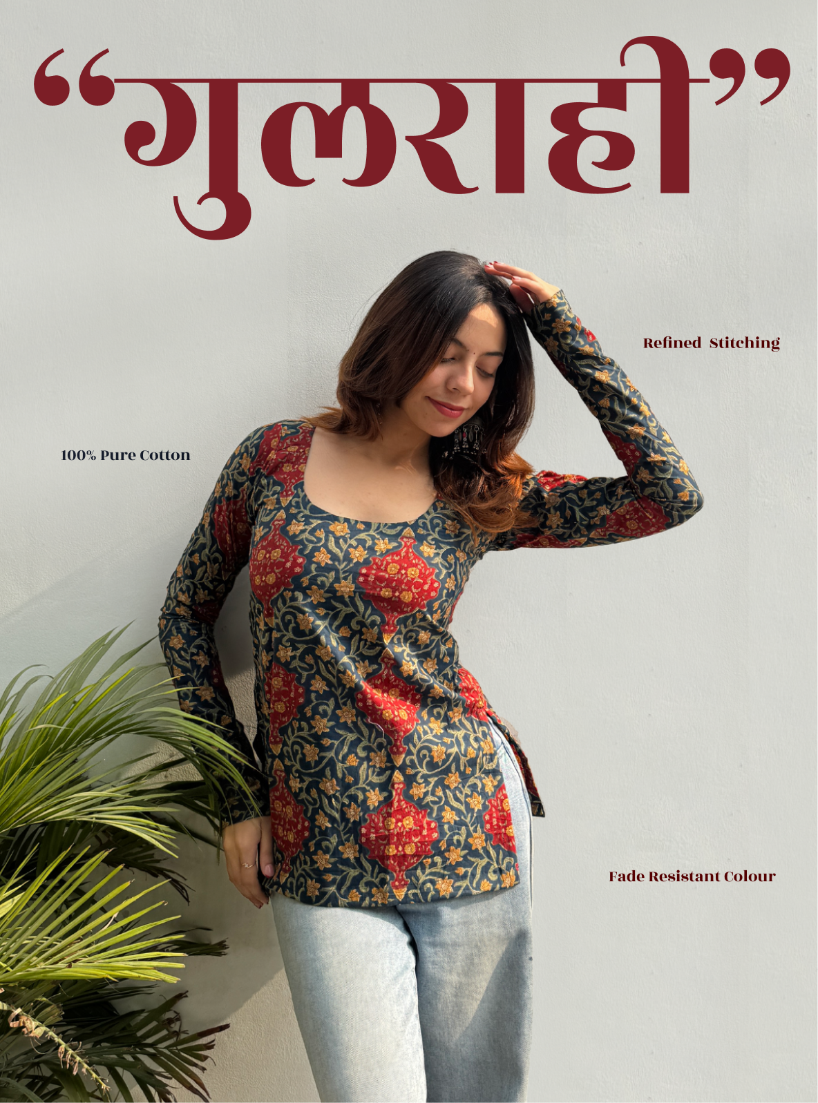 Gulrahi Straight Sleeves Kurti by Evara