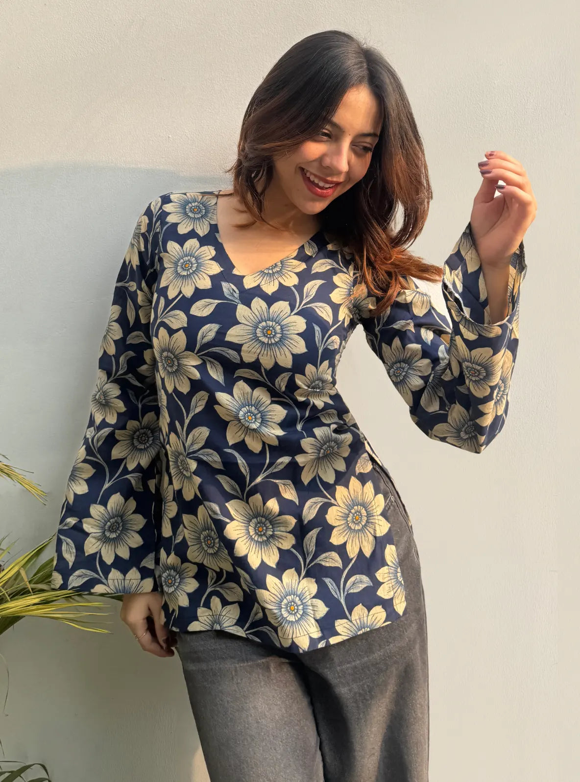 Ruhika Bell Sleeves Kurti by Evara