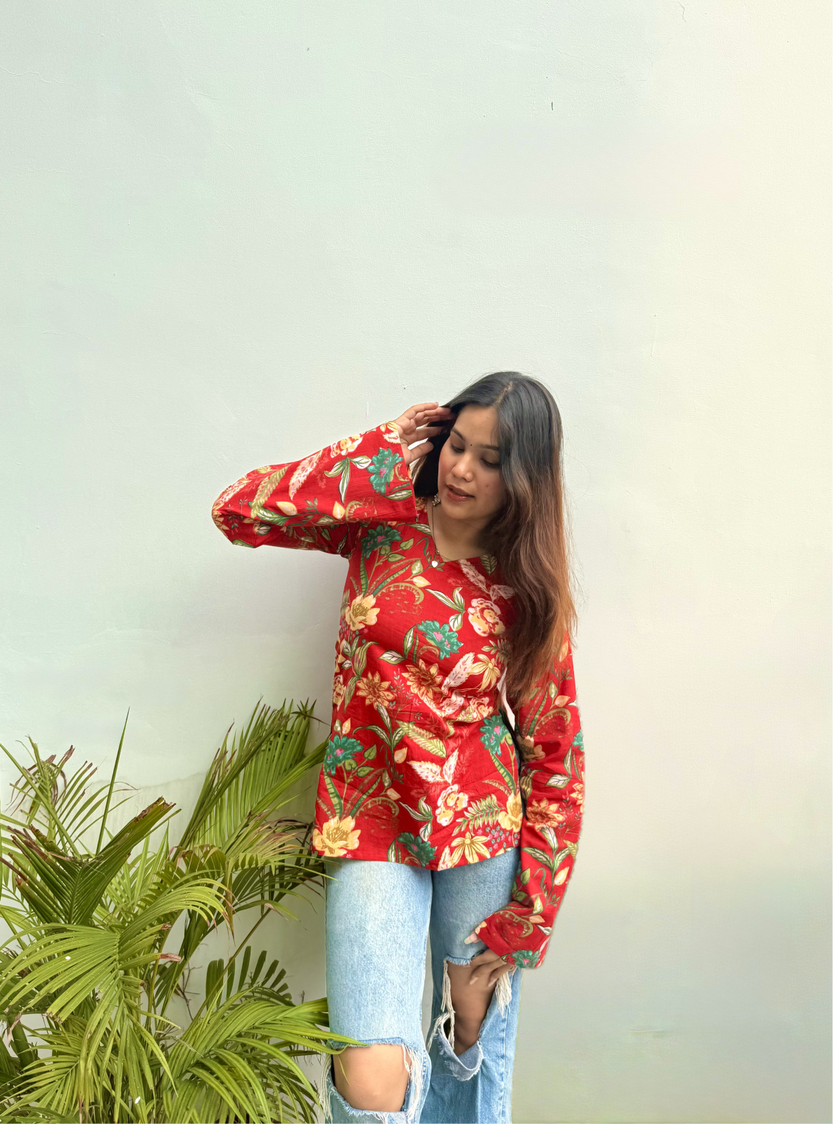 Sindoori Bell Sleeves Kurti by Evara