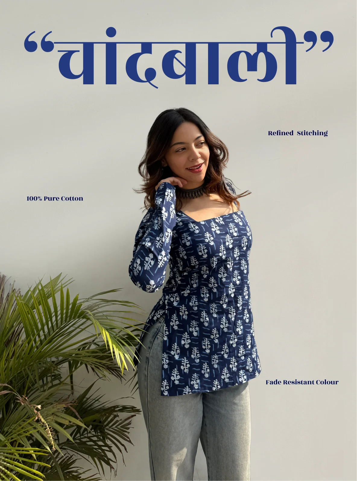 Chandbali Square Neck Kurti by Evara