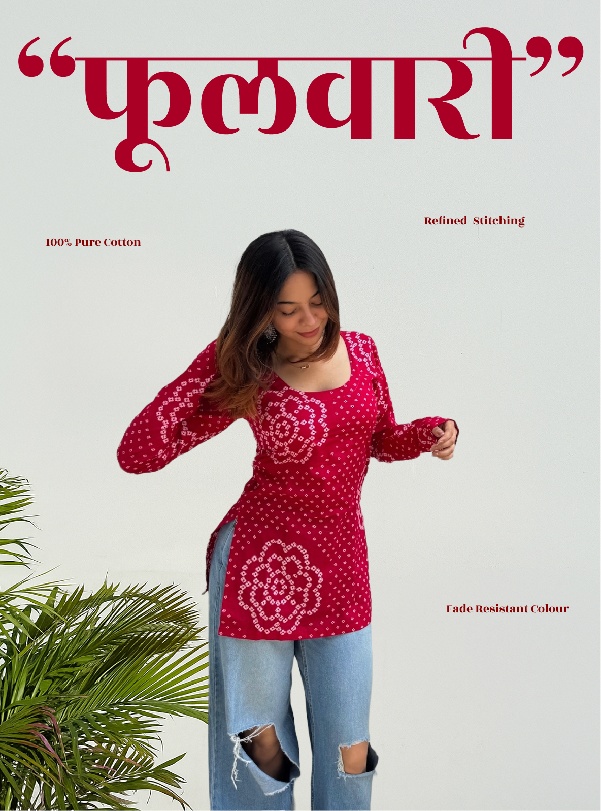 Phoolwari Straight Sleeves Kurti by Evara