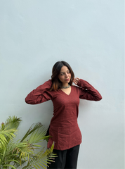 Laal Ishq Straight Sleeves Kurti by Evara