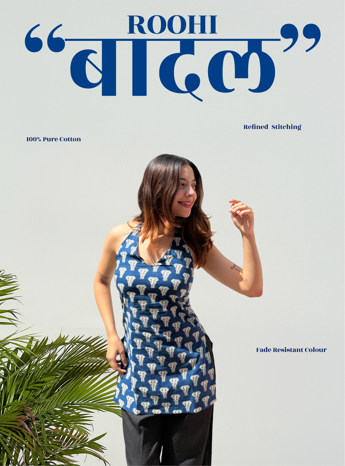 Baadal Roohi Halter Neck Kurti by Evara